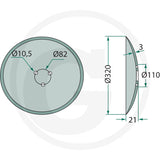 Coulter Disc GRANIT, dimension diagram showing outer Ø320 mm, hub Ø82 mm, and bolt holes Ø10.5 mm.