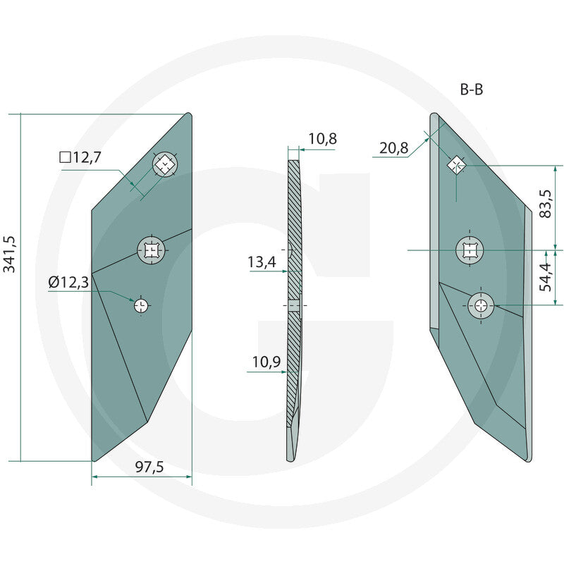 Granit Share Point (Left) 56017 tillage part with teal blade