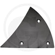 Granit mouldboard front part (left) for tillage, gray steel with three mounting holes.