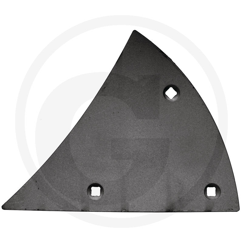 Granit mouldboard front part (left) for tillage, gray steel with three mounting holes.