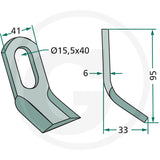 Y Flail for hedgecutter by GRANIT, Bomford/McConnel 02.812.01, metal mounting eyelet