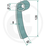 Competition Flail 40mm hedgecutter flail with curved teal blade and mounting eye