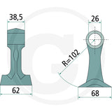 Pruning T Flail by DGT Agri for Bomford Pro Cut 09.905.01; teal hedgecutter flail attachment, two views