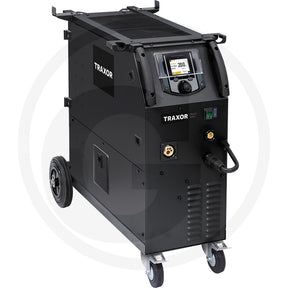 TRAXOR Multi 320+ welding machine, portable black welder on wheels with digital display.