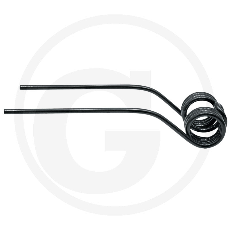 Granit Rotary Tedder Tine, black metal tine with dual straight legs and coil end