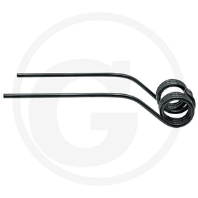 Granit Rotary Tedder Tine, black metal tine with dual straight legs and coil end