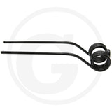 Granit rotary tedder tine pair in black steel with coiled ends