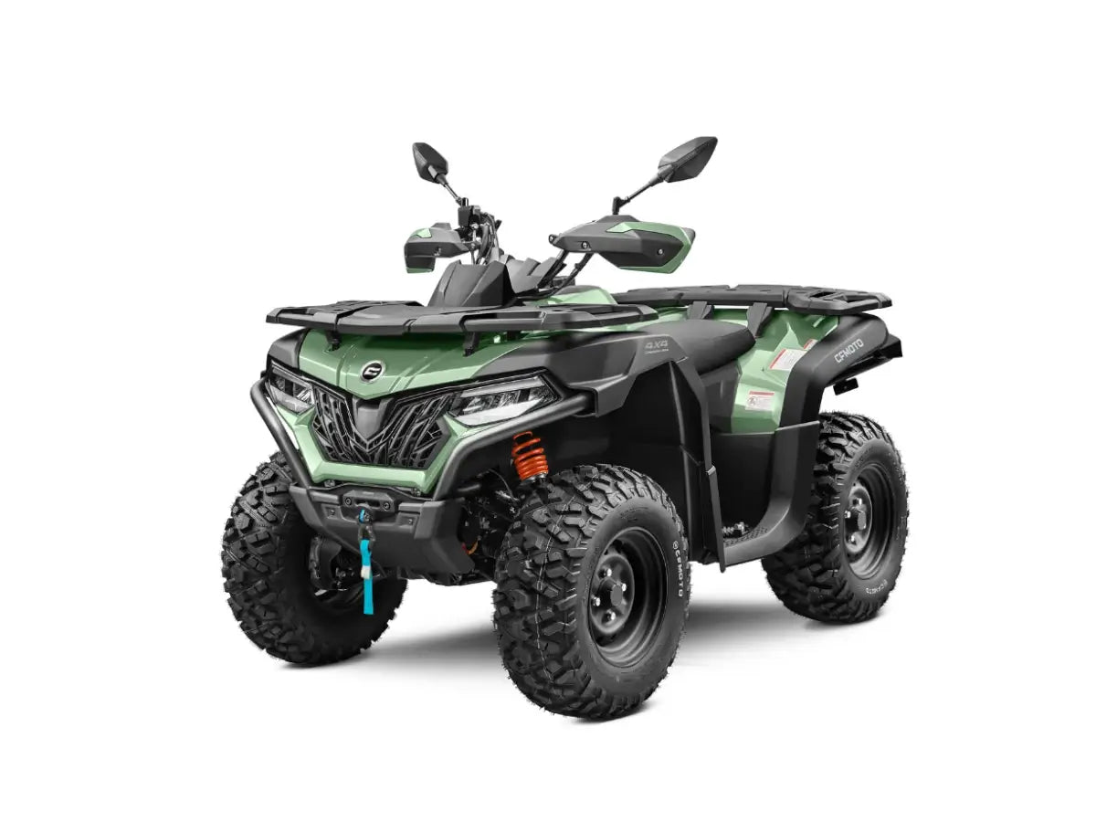 CFMOTO CForce 625 Agri ATV, green 580cc 4WD quad with short wheelbase, rugged off-road tires, front winch