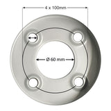 GWAZA wheel hub plate, silver metal, 4x100mm PCD, Ø60mm center bore, ATV wheel accessory