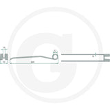 Granit swather tine for Krone; heavy machinery part with steel rod and mounting eye.