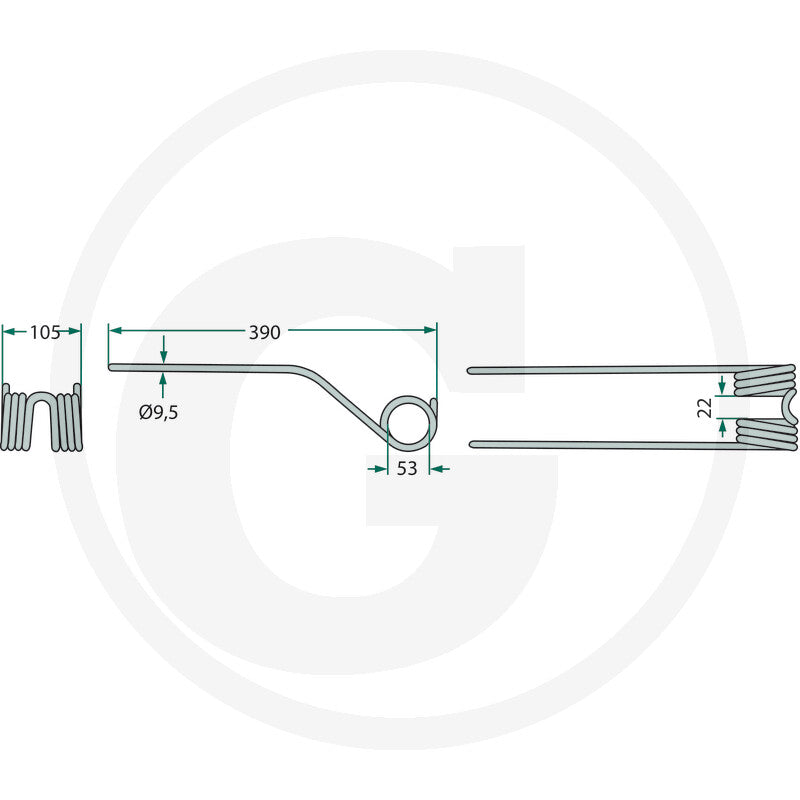 Rotary Tedder Tine by GRANIT, single unit for agriculture machinery.