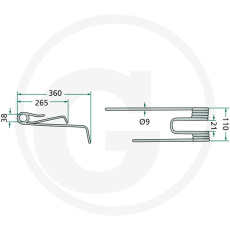 Rotary tedder tine by GRANIT, right-hand for Lely Lotus New Version, grey