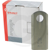 Granit mower blade right for Kuhn, pack of 25, gray metal blade beside Granit box