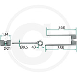 Granit Rotary Tedder Tine, ivory color, with mounting eye and coil spring diagram