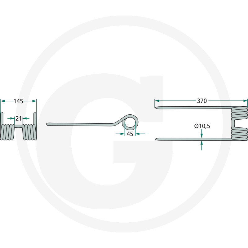 Granit Rotary Tedder Tine for Claas Volto, pack of 10; coil-spring tine assembly schematic