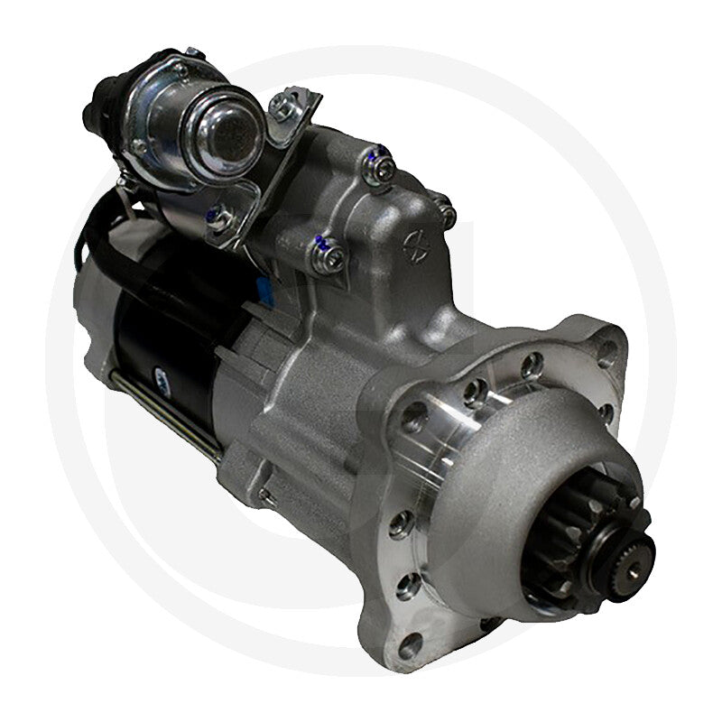 Prestolite gear reduction starter motor, 24V, 7.5kW, gray gear housing with black motor.