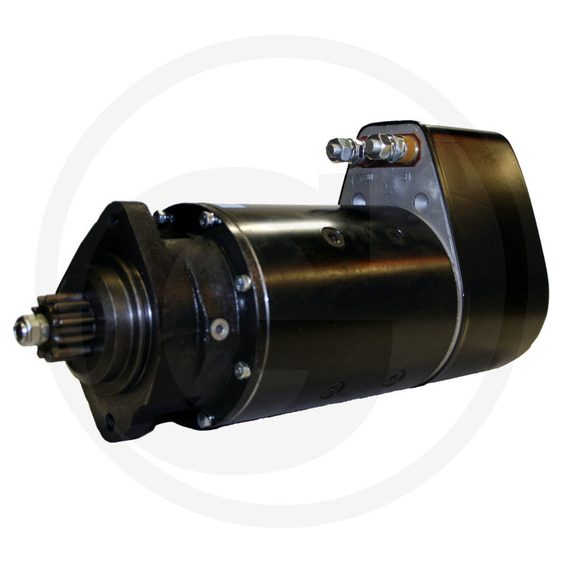 Starter motor Prestolite, 24V 9.0kW for machinery with black metal housing.