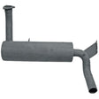 GRANIT silencer exhaust muffler, gray metal with vertical inlet pipe and curved outlet
