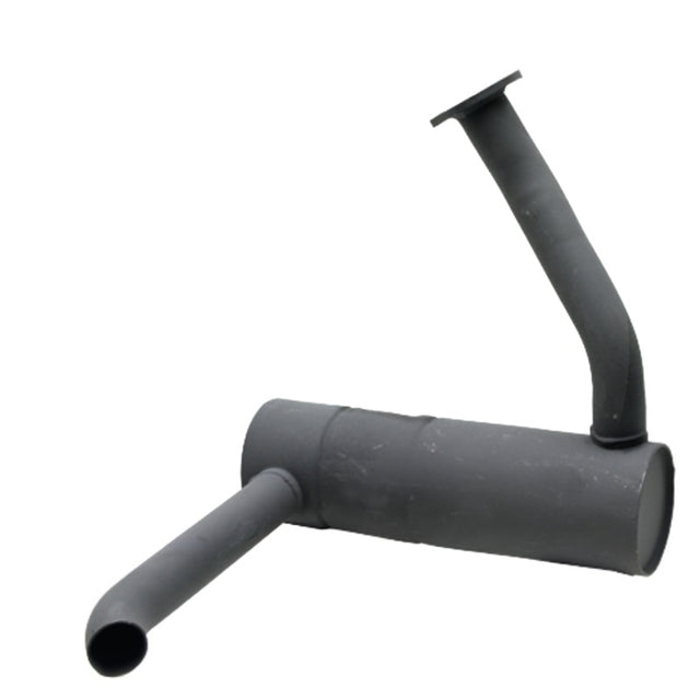 Machinery exhaust silencer for Fendt, GRANIT brand, gray cylindrical muffler with side inlet and curved outlet pipe.