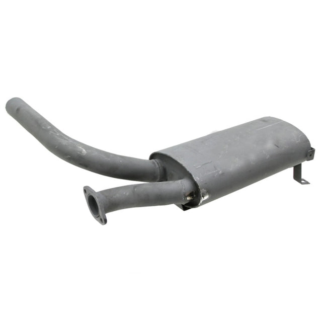 Silencer for Fendt Implement Carrier GT345-GT380 by GRANIT; gray metal machinery exhaust muffler.