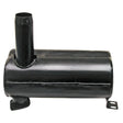 Silencer GRANIT, black cylindrical exhaust silencer with vertical outlet pipe and mounting tabs