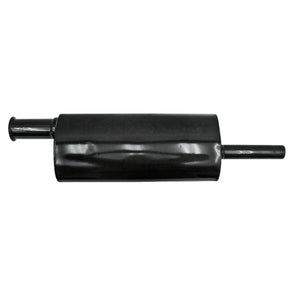 Silencer by GRANIT, black cylindrical machinery exhaust muffler with inlet and outlet pipes.