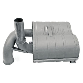 Exhaust silencer GRANIT, gray metal, for John Deere 3040/3140/3640 tractors, horizontal