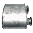 Silencer GRANIT, horizontal exhaust muffler for John Deere tractors, metallic silver