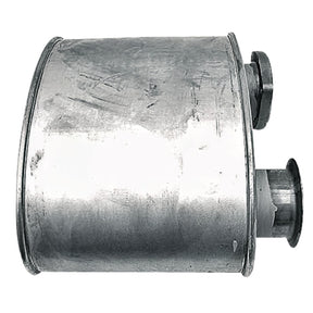 Silencer GRANIT, horizontal exhaust muffler for John Deere tractors, metallic silver