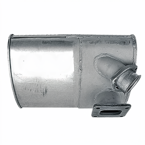 Granit horizontal exhaust silencer for John Deere 6010/6100 tractors; silver metal with flange
