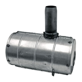 Silencer for John Deere 3140, 3340, 3350, 3650 tractors, metallic cylindrical exhaust muffler with vertical outlet pipe