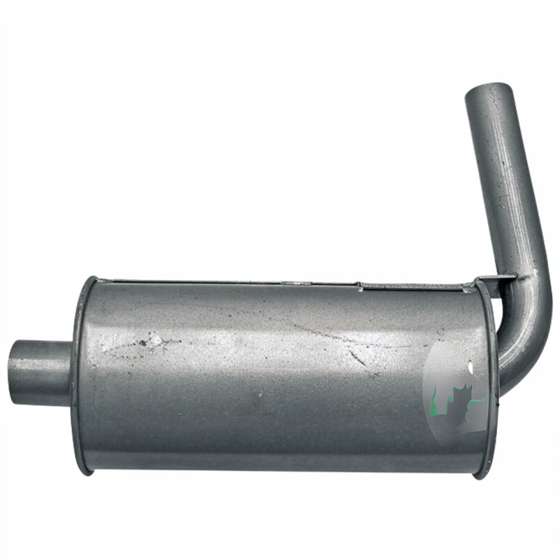 Granit exhaust silencer for Landini Advantage and Massey Ferguson 300/3200 tractors; gray metal muffler.