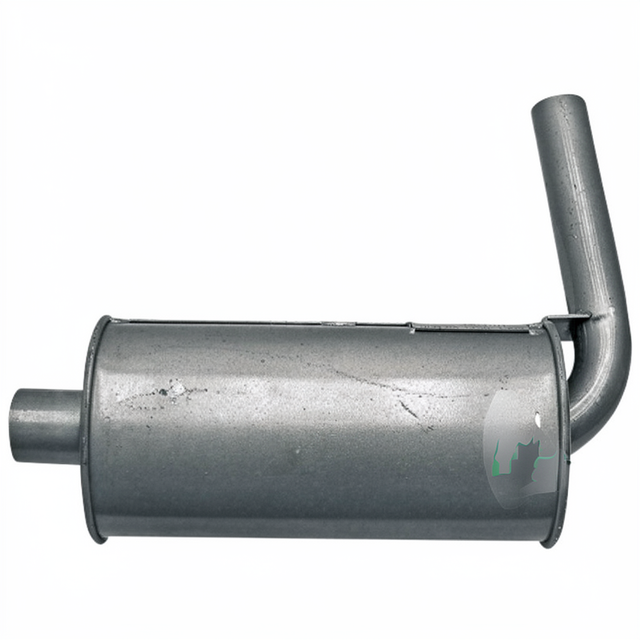 Granit exhaust silencer for Landini Advantage and Massey Ferguson 300/3200 tractors; gray metal muffler.