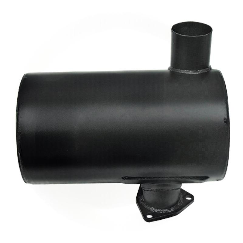 Granit exhaust silencer, black cylindrical machinery muffler with top outlet and bottom mounting flange.