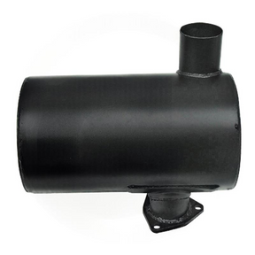 Granit exhaust silencer, black cylindrical machinery muffler with top outlet and bottom mounting flange.