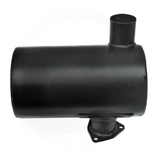 Granit exhaust silencer, black cylindrical machinery muffler with top outlet and bottom mounting flange.