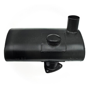 Granit Silencer for Massey Ferguson tractors, horizontal exhaust muffler, black metal with mounting bracket