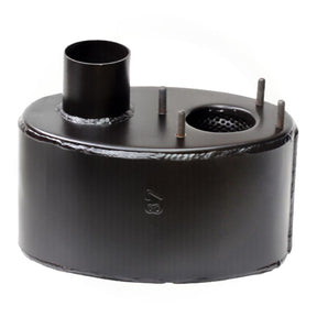 Granit machinery exhaust silencer for Massey Ferguson 1007/3070, black cylindrical muffler with outlet pipe