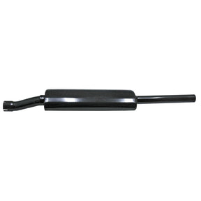 Granit Silencer 1370mm x 72mm machinery exhaust muffler, black metal with curved inlet and straight outlet pipe
