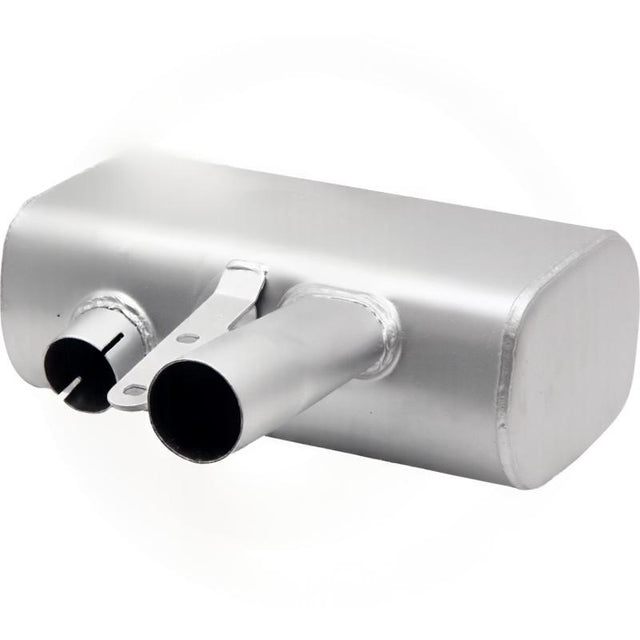 Silencer for New Holland TT50 TT55 TT65 TT75 tractors by GRANIT; dual-outlet metal muffler.