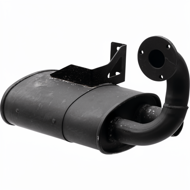 Exhaust silencer GRANIT, black tractor muffler with mounting bracket