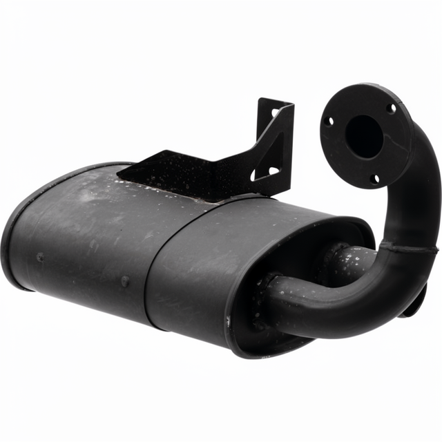 Exhaust silencer GRANIT, black tractor muffler with mounting bracket