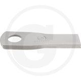 Granit left mower blade for Kuhn, metal gray alloy, replacement blade with circular mounting hole, Kuhn compatible