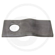 Mower blade, gray steel with circular mounting hole; compatible with PZ-Zweegers, Krone, Pöttinger and Vicon.