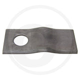 Mower blade, gray steel with circular mounting hole; compatible with PZ-Zweegers, Krone, Pöttinger and Vicon.