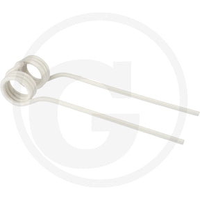 Granit rotary tedder tine left, white plastic tine with a coiled mounting end, single unit