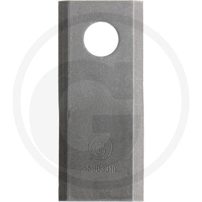 Granit mowing blade right, gray metal lawn mower blade with round mounting hole and GRANIT logo.