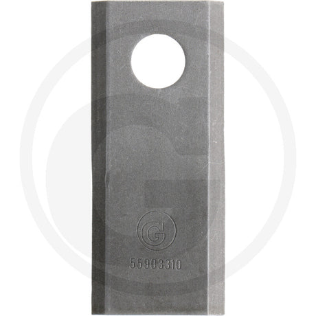 Granit mowing blade right, gray metal lawn mower blade with round mounting hole and GRANIT logo.
