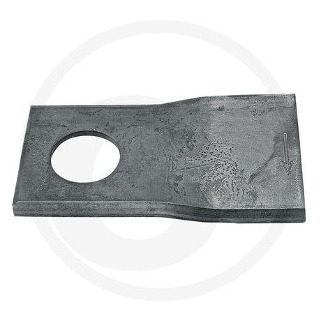 Mowing blade left, steel-gray metal with circular mounting hole, GRANIT brand