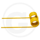 Pick-up Tine 5.3 x 72 x 170mm, yellow coil spring with two long straight tines